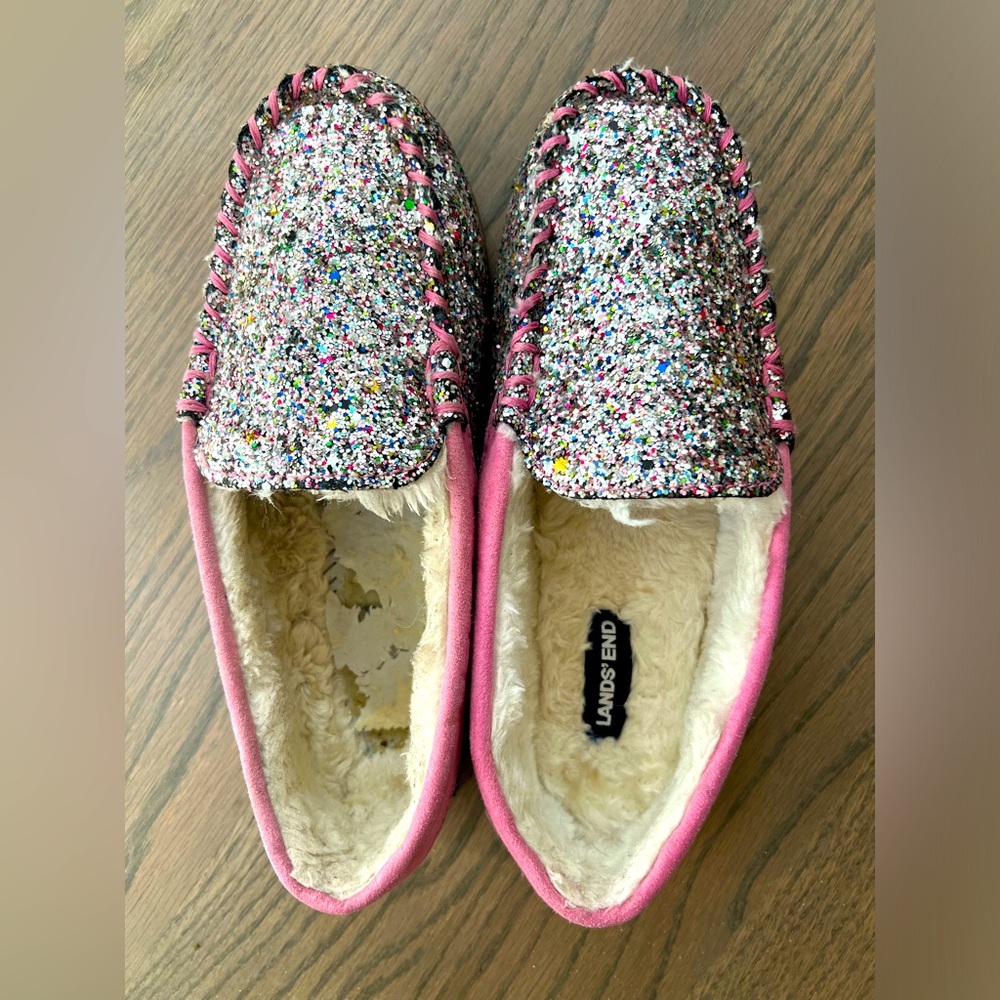 Lands’ end glitter slippers